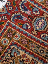 Load image into Gallery viewer, 3'2" x 4'11" - Vintage Hand-Knotted Wool Medallion Rug - Ruby Red & Cobalt - 97 x 151 cm