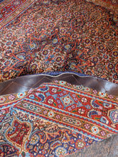 Load image into Gallery viewer, 3'2" x 4'11" - Vintage Hand-Knotted Wool Medallion Rug - Ruby Red & Cobalt - 97 x 151 cm