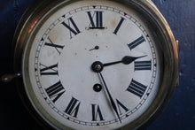Load image into Gallery viewer, Antique Brass Wind up Bulkhead Wall Clock - Roman Numeral Dial - Working - 20 Cm