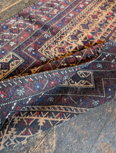 Load image into Gallery viewer, 4'10" X 3'0" - Vintage Afghan Baluch Hand-Knotted Wool Prayer Rug - Madder Red, Camel & Indigo - 148 X 92 Cm