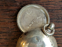 Load image into Gallery viewer, Antique Silver Sovereign Case - Circular Pocket Coin Holder With Hinged Cover