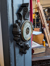 Load image into Gallery viewer, Antique Working Aneroid Barometer - Carved Lion Head Black Forest Style Wall Barometer - 32 X 58 Cm