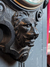 Load image into Gallery viewer, Antique Working Aneroid Barometer - Carved Lion Head Black Forest Style Wall Barometer - 32 X 58 Cm