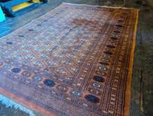 Load image into Gallery viewer, 6'2" x 4'2" - Vintage Pakistani Bokhara Hand-Knotted Wool Rug - Rust Brown & Indigo Blue - 188 x 128 cm