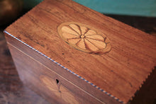 Load image into Gallery viewer, Antique Georgian Inlaid Wooden Tea Caddy - 23 x 12 x 14 cm (9.1" x 4.7" x 5.5")