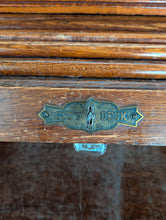 Load image into Gallery viewer, Antique Oak Roll Top Desk - Tambour Writing Desk With Pigeon Holes And Drawers