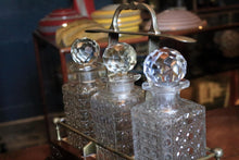 Load image into Gallery viewer, Antique Oak Tantalus Decanter Set - Locking Betjemann Style Case - Edwardian Barware