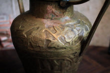 Load image into Gallery viewer, Antique Ottoman Islamic Embossed Brass Urn Vase - Arabic Calligraphy - Double Loop Handles - 34cm / 13.4in