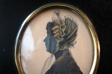 Load image into Gallery viewer, Antique Georgian Silhouette Portrait Miniature – Lady In Bonnet – Ebonised Frame 13 x 14.5 cm