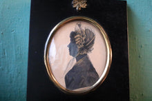 Load image into Gallery viewer, Antique Georgian Silhouette Portrait Miniature – Lady In Bonnet – Ebonised Frame 13 x 14.5 cm