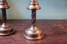 Load image into Gallery viewer, Pair Vintage Barley Twist Brass Candlesticks - Twisted Column Taper Holders - 21 cm / 8.3 in