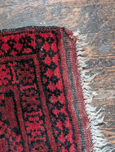 Load image into Gallery viewer, 7'0" x 3'9" - Vintage Ersari Turkmen Tribal Hand-Knotted Wool Rug - Madder Red & Charcoal Guls - 213 x 115 cm