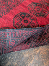 Load image into Gallery viewer, 7'0" x 3'9" - Vintage Ersari Turkmen Tribal Hand-Knotted Wool Rug - Madder Red & Charcoal Guls - 213 x 115 cm