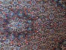Load image into Gallery viewer, 3'2" x 4'11" - Vintage Hand-Knotted Wool Medallion Rug - Ruby Red & Cobalt - 97 x 151 cm