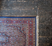 Load image into Gallery viewer, 3'2" x 4'11" - Vintage Hand-Knotted Wool Medallion Rug - Ruby Red & Cobalt - 97 x 151 cm