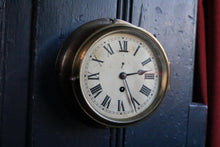 Load image into Gallery viewer, Antique Brass Wind up Bulkhead Wall Clock - Roman Numeral Dial - Working - 20 Cm