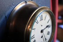 Load image into Gallery viewer, Antique Brass Wind up Bulkhead Wall Clock - Roman Numeral Dial - Working - 20 Cm