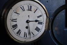 Load image into Gallery viewer, Antique Brass Wind up Bulkhead Wall Clock - Roman Numeral Dial - Working - 20 Cm