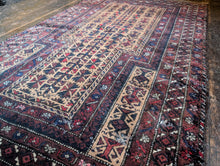 Load image into Gallery viewer, 4'10" X 3'0" - Vintage Afghan Baluch Hand-Knotted Wool Prayer Rug - Madder Red, Camel & Indigo - 148 X 92 Cm