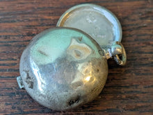 Load image into Gallery viewer, Antique Silver Sovereign Case - Circular Pocket Coin Holder With Hinged Cover