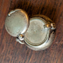 Load image into Gallery viewer, Antique Silver Sovereign Case - Circular Pocket Coin Holder With Hinged Cover