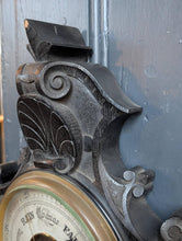 Load image into Gallery viewer, Antique Working Aneroid Barometer - Carved Lion Head Black Forest Style Wall Barometer - 32 X 58 Cm