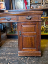 Load image into Gallery viewer, Antique Mahogany Pedestal Desk - English Paneled Writing Table - 135 x 75 x 50 cm