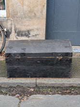 Load image into Gallery viewer, Antique Victorian Dome Top Travel Trunk – Leather & Studded Wood Chest – Industrial Storage – 76cm Wide