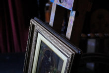 Load image into Gallery viewer, Antique Framed Oil Painting On Board - Courtyard Lady & Doves Scene - Ornate Gilt Wood Frame - 31 x 39 cm