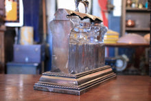 Load image into Gallery viewer, Antique Victorian Silver Plate Tantalus Decanter Set With Eagle Handle