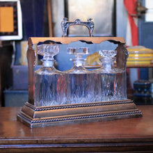 Load image into Gallery viewer, Antique Victorian Silver Plate Tantalus Decanter Set With Eagle Handle