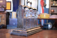 Load image into Gallery viewer, Antique Victorian Silver Plate Tantalus Decanter Set With Eagle Handle