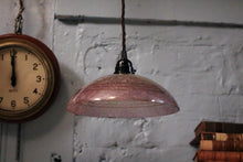 Load image into Gallery viewer, Vintage Pink Glass Pendant Light - Art Deco Style Ceiling Lamp - Rewired E27 With Twisted Cord