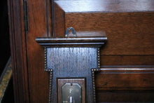 Load image into Gallery viewer, Antique Oak Barometer Thermometer – English Wall Weather Station – Beaded Case – 53 cm / 20.9”