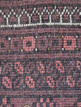 Load image into Gallery viewer, 203 x 115 cm - Vintage Hand-Knotted Tribal Wool Rug Runner - Dusty Rose & Indigo Geometric - 203 x 115 cm