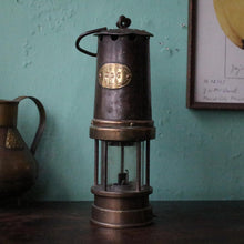 Load image into Gallery viewer, Antique Patterson Miners Lamp - Brass & Steel Colliery Lamp - Industrial Decor - 26cm