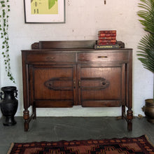 Load image into Gallery viewer, Vintage Solid Oak Sideboard by C.W.S. Limited – 153cm Wide - Carved Doors