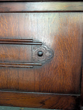 Load image into Gallery viewer, Vintage Solid Oak Sideboard by C.W.S. Limited – 153cm Wide - Carved Doors