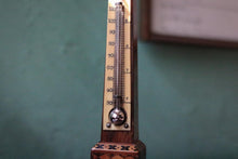 Load image into Gallery viewer, Antique Inlaid Wooden Obelisk Thermometer – Tunbridge Ware Mosaic – 20 cm / 8”
