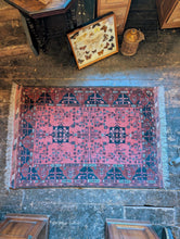 Load image into Gallery viewer, 3'4" x 5'4" - Vintage Afghan Baluch Tribal Hand-Knotted Wool Rug - Madder Red & Indigo - 102 x 162 cm