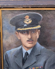 Load image into Gallery viewer, Vintage 1940's RAF WW2 Officer Portrait Painting In Wooden Frame - 54 x 65 cm