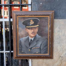 Load image into Gallery viewer, Vintage 1940's RAF WW2 Officer Portrait Painting In Wooden Frame - 54 x 65 cm