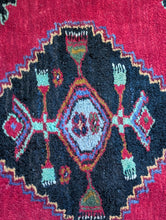 Load image into Gallery viewer, 3'6" x 5'11" - Vintage Hand-Knotted Wool Rug - Bold Tribal Geometric - Crimson & Ochre - 106 x 180 cm