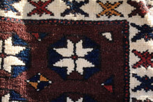 Load image into Gallery viewer, Vintage Afghan Baluch Saddle Bag – Handwoven Tribal Wool & Leather Hanging – Early 20th Century – 124 x 47 cm / 48.8" x 18.5"