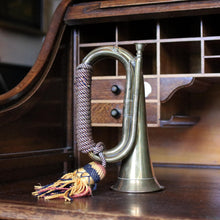 Load image into Gallery viewer, Antique Brass Military Bugle With Braided Cord & Tassel - Decorative Cavalry Style Horn - 27cm Long