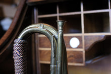 Load image into Gallery viewer, Antique Brass Military Bugle With Braided Cord & Tassel - Decorative Cavalry Style Horn - 27cm Long
