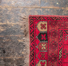 Load image into Gallery viewer, 2'2" x 3'10" - Vintage Afghan Baluch Hand-Knotted Wool Rug - Deep Red Tribal Prayer Rug - 67 x 118 cm