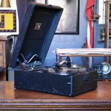 Load image into Gallery viewer, His Master’s Voice Portable Gramophone – Black Case – Working – HMV Wind-Up Record Player – 41cm