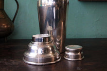 Load image into Gallery viewer, Vintage Silver Plated Cocktail Shaker - Art Deco Martini Barware - Machine Age Drinks Mixer - 20 cm Tall