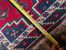 Load image into Gallery viewer, 2'0" x 3'10" - Vintage Caucasian Hand-Knotted Wool Rug - Madder Red & Indigo - 61 x 116 cm